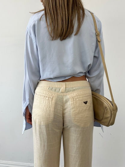 Armani Jeans Low Rise Pure Linen Flared Trousers - W29