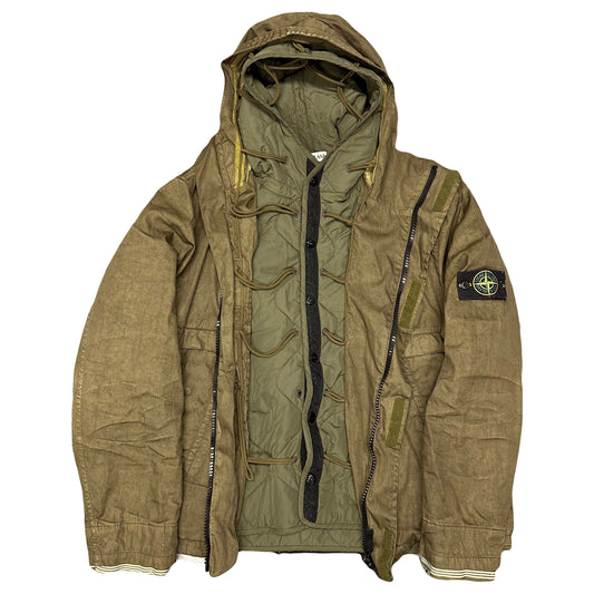 ARCHIVE A/W 2005 Stone Island Khaki Jacket With Green Liner ( L )