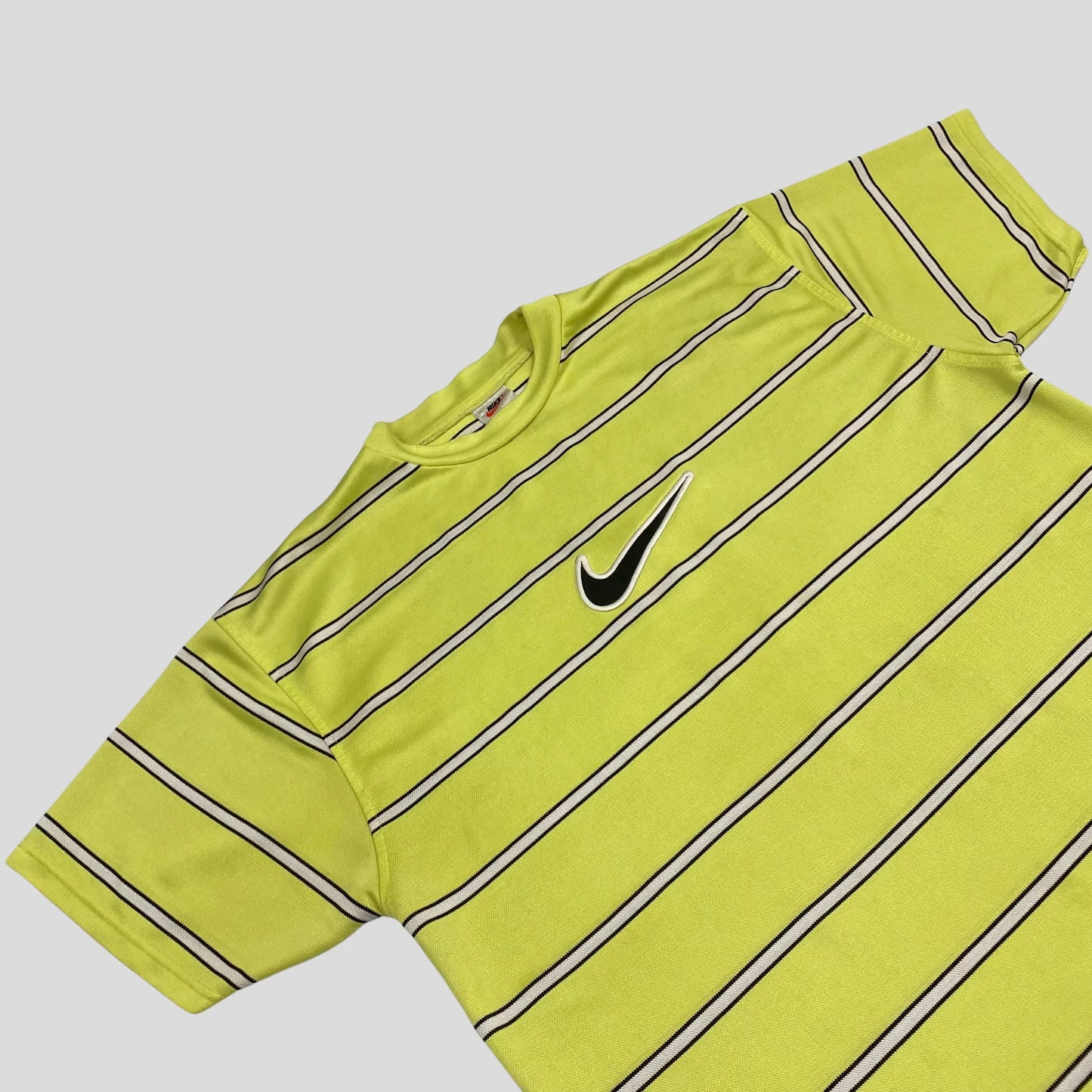 Nike 90’s Striped Swoosh Neon Tee  - L