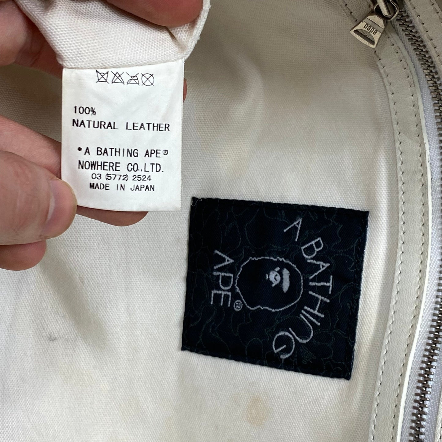 Bape early 00’s cream camo leather tote bag | O/S, Multicoloured