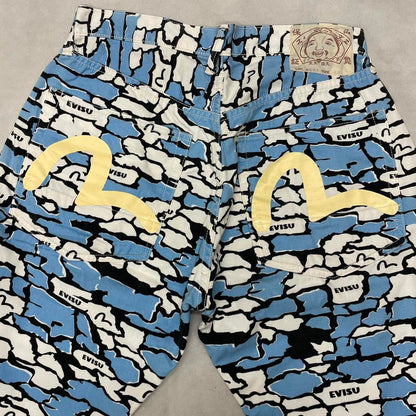 Evisu Ishigaki Camo Blue Shorts ( W32 )