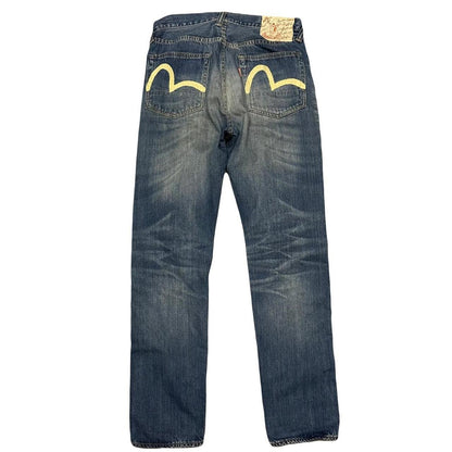 Evisu Selvedge Jeans With Double White Daicocks ( W30 )