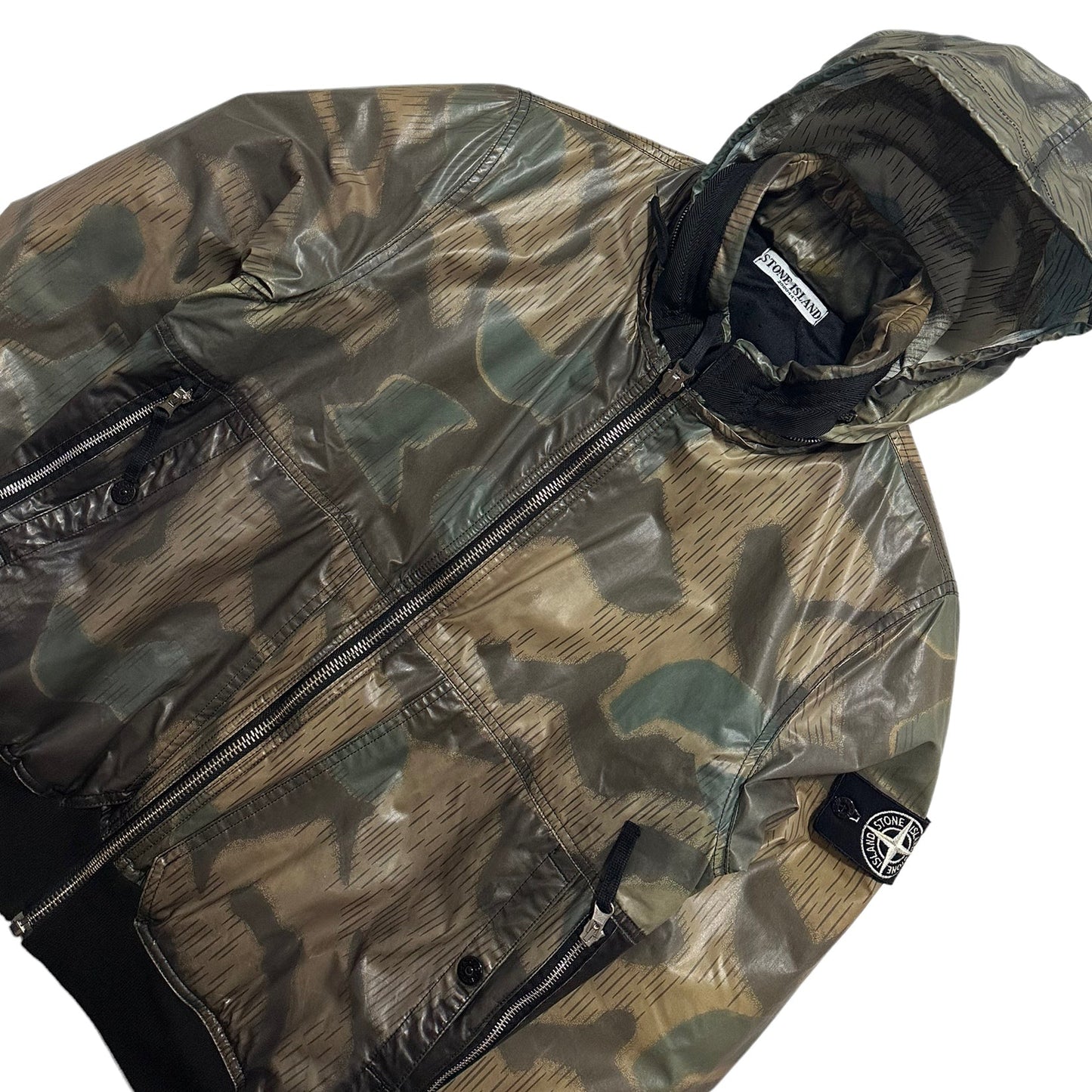 Stone Island Camouflage Ice Jacket with Packable Hood