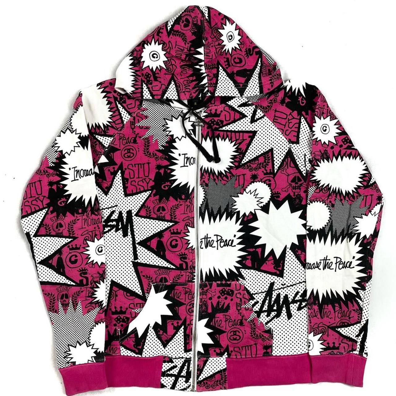 Stüssy Cartoon Monogram Hoodie In Pink ( M )