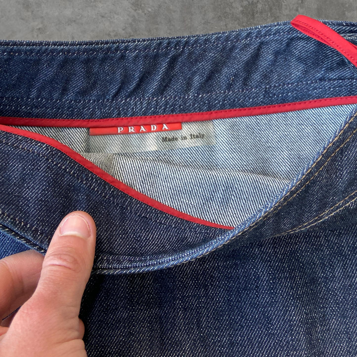 PRADA SPORT DENIM & NYLON MINI SKIRT - M