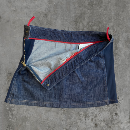 PRADA SPORT DENIM & NYLON MINI SKIRT - M