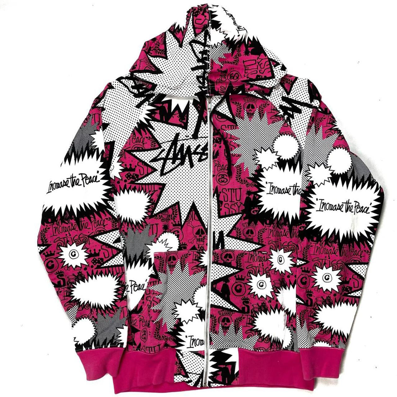 Stüssy Cartoon Monogram Hoodie In Pink ( M )