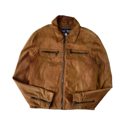 Armani Jeans Tan Snakeskin Leather Jacket