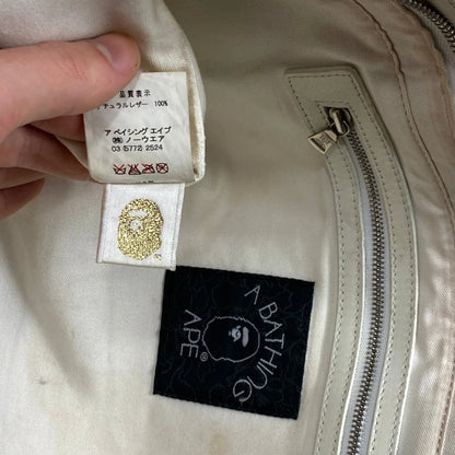 Bape early 00’s cream camo leather tote bag