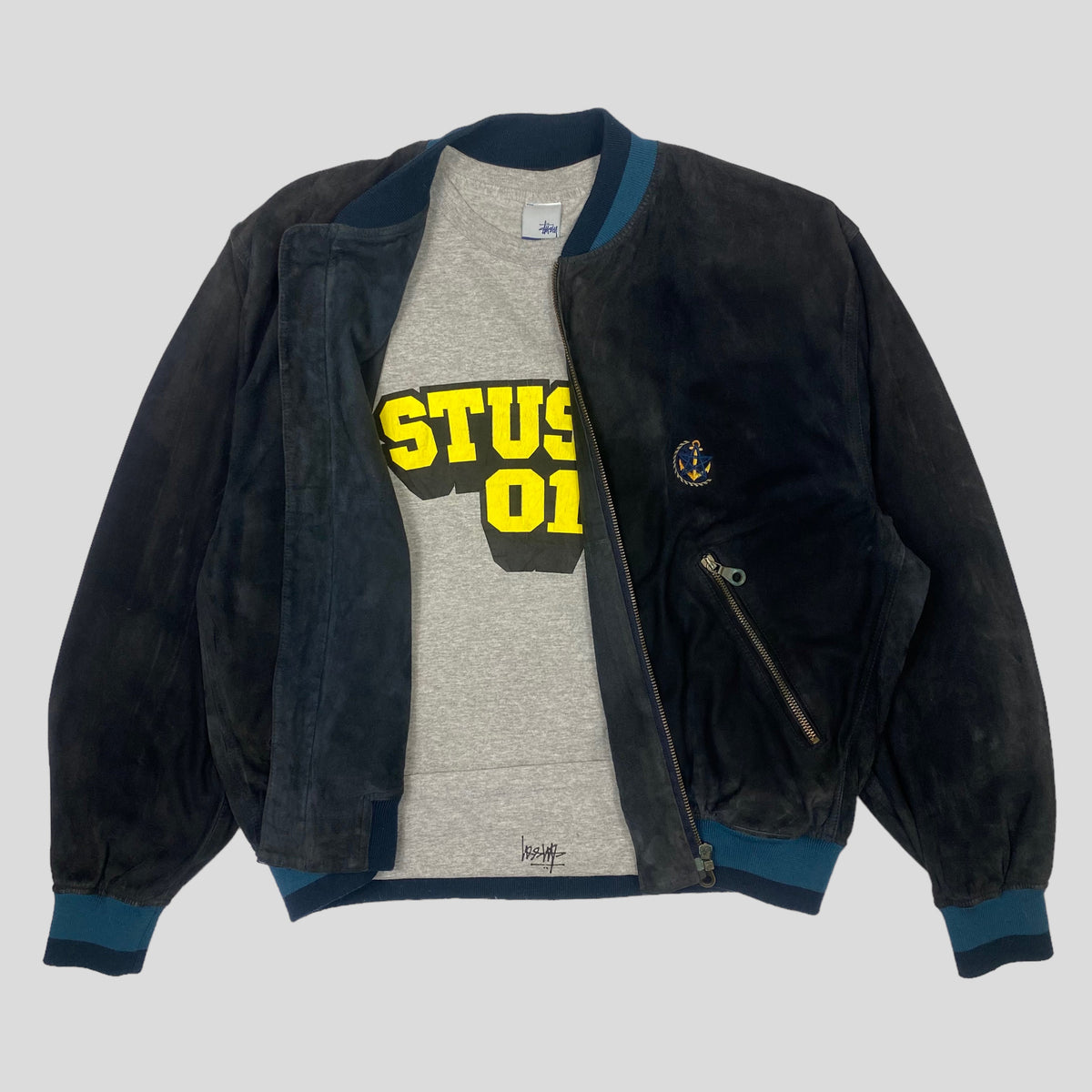 Iceberg 1990 100% Pelle Leather Suede Bomber Jacket - L | L, Black