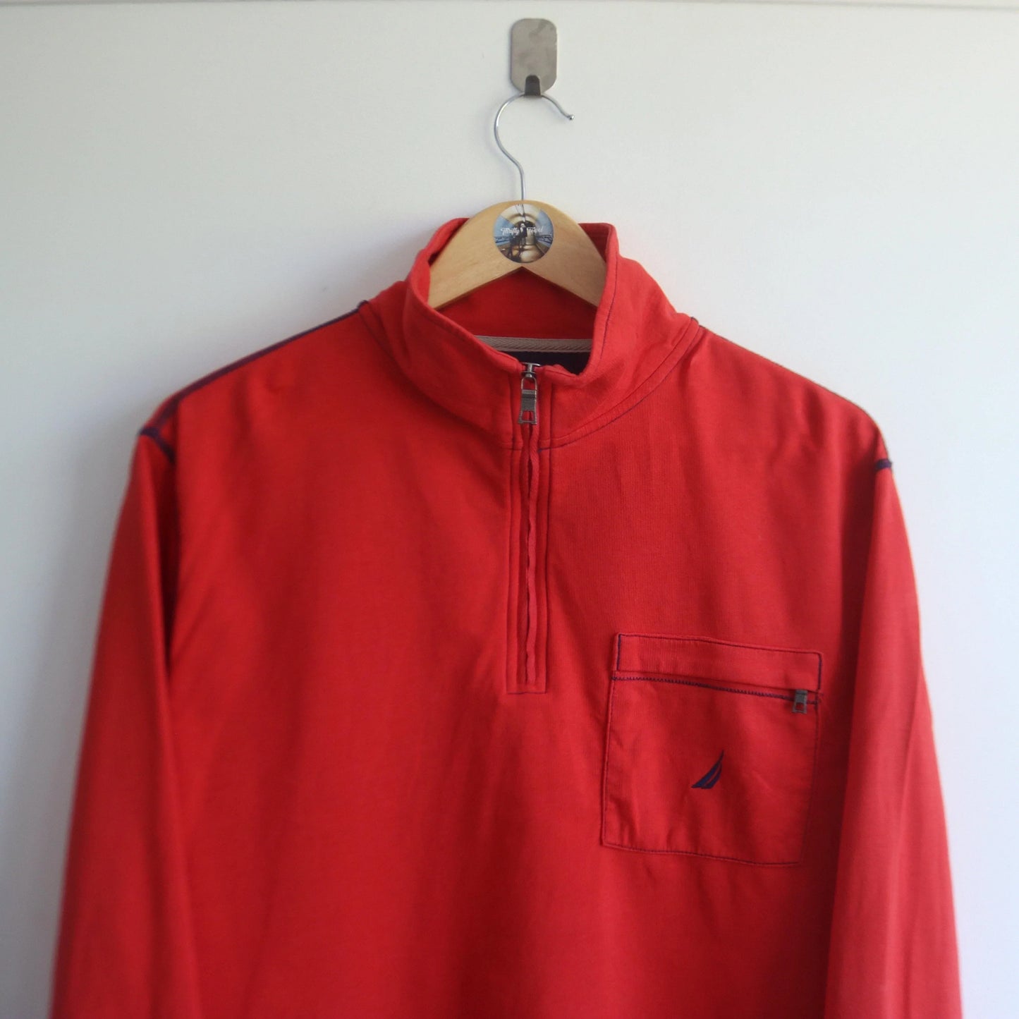 Vintage Nautica Orange Quarter Zip Zip Pocket (M)  (M)