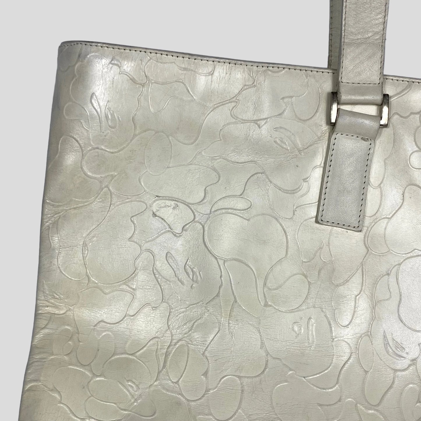 Bape early 00’s cream camo leather tote bag