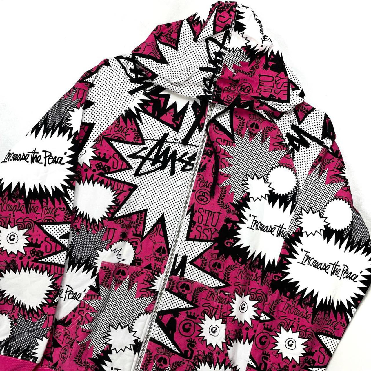 Stüssy Cartoon Monogram Hoodie In Pink ( M )