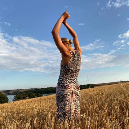 JEAN PAUL GAULTIER SS1996 TRIBAL PRINT MAXI DRESS - M