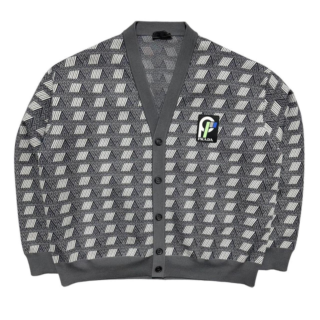 Prada Jacquard Rubber Logo Cardigan