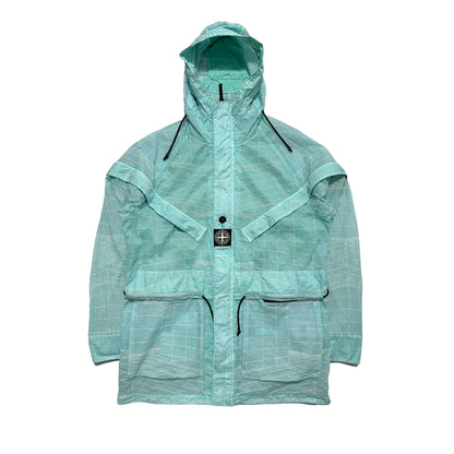 Stone Island Reflective Grid Lamy-TC Long Jacket with Special Process Badge