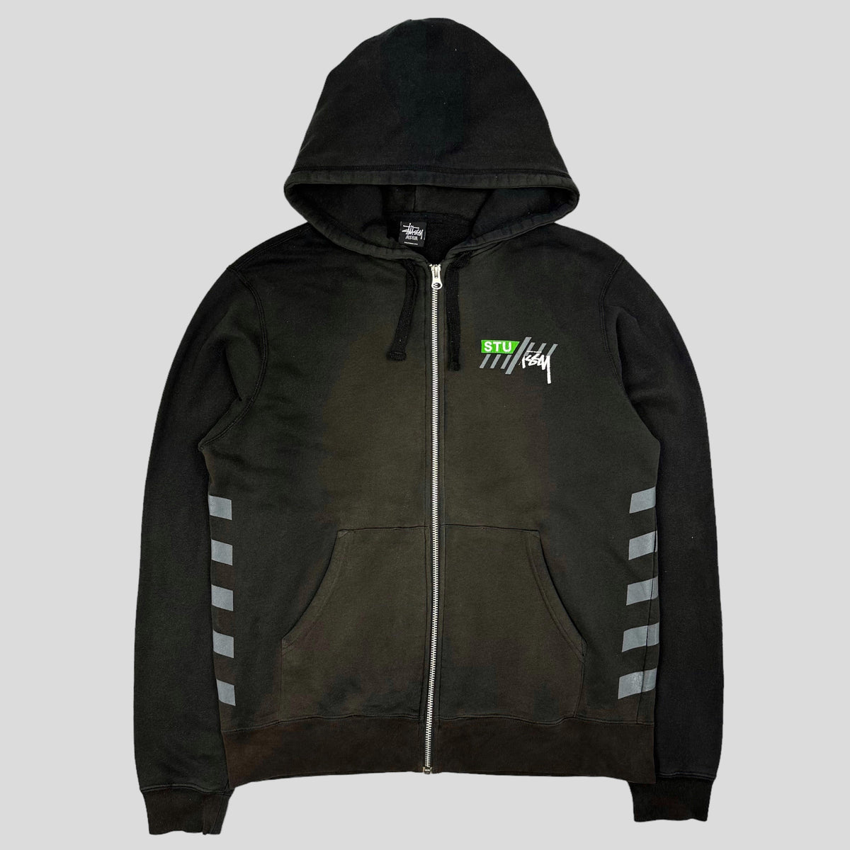 Stussy 00’s Split Logo Zip Up Hoodie - M | Medium, Black