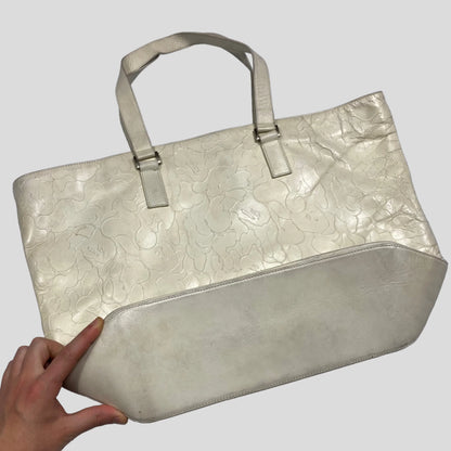 Bape early 00’s cream camo leather tote bag
