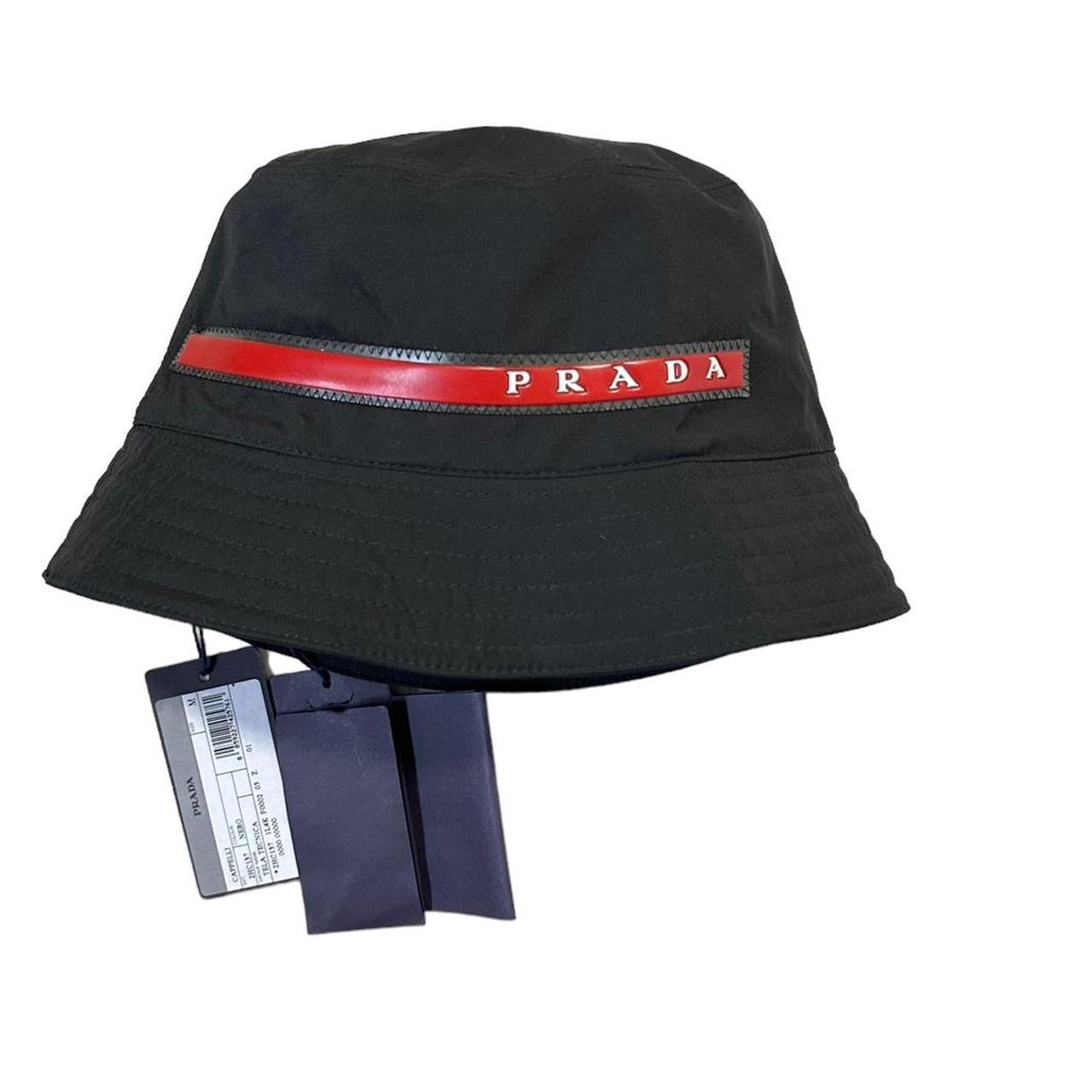 Prada Tape Logo Linea Rossa Bucket Hat