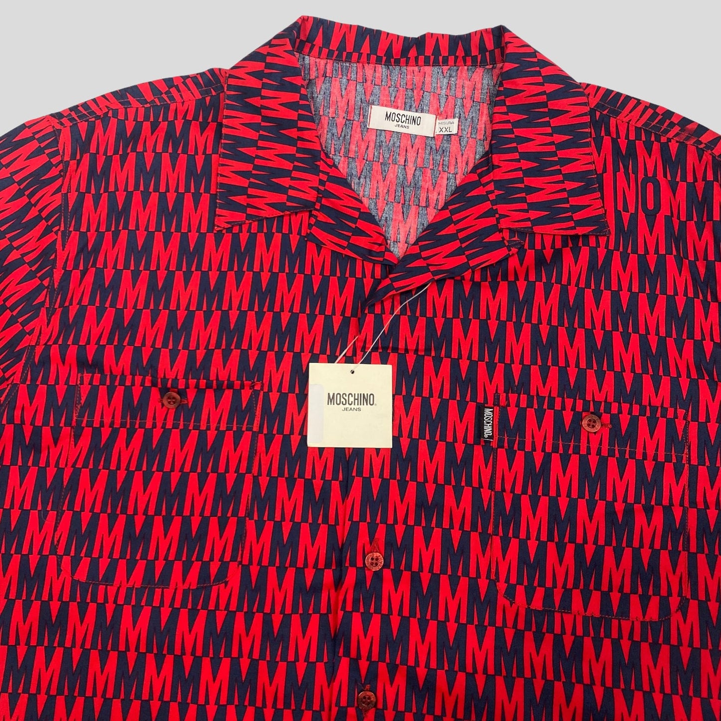Moschino Jeans M Print Double Pocket Shirt DSWT - M-L | L (M), Navy