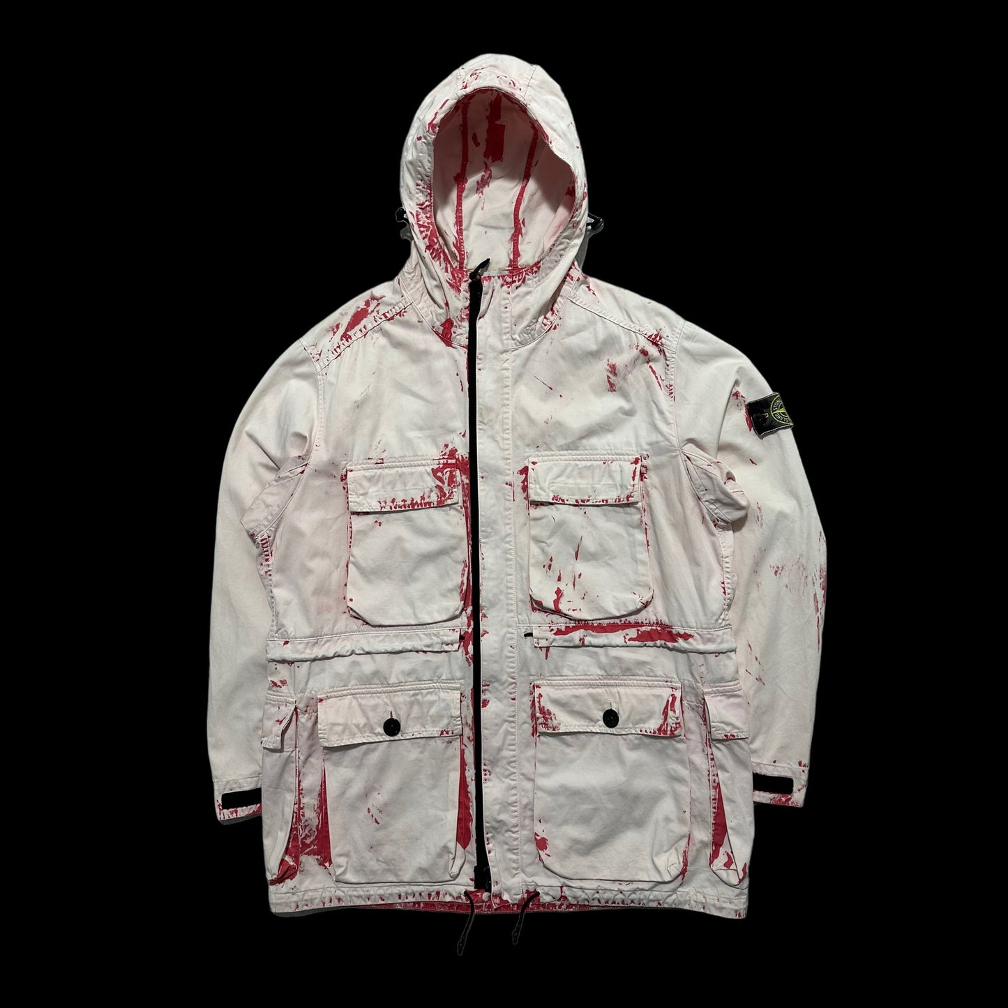 Stone Island Hand Corrosion Raso Gommato Multi Pocket Jacket