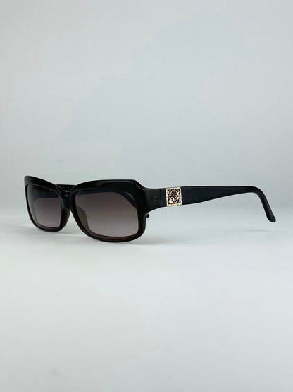 Loewe rectangle sunglasses with brown frames and dark lenses, stylish eyewear accessory for sun protection.