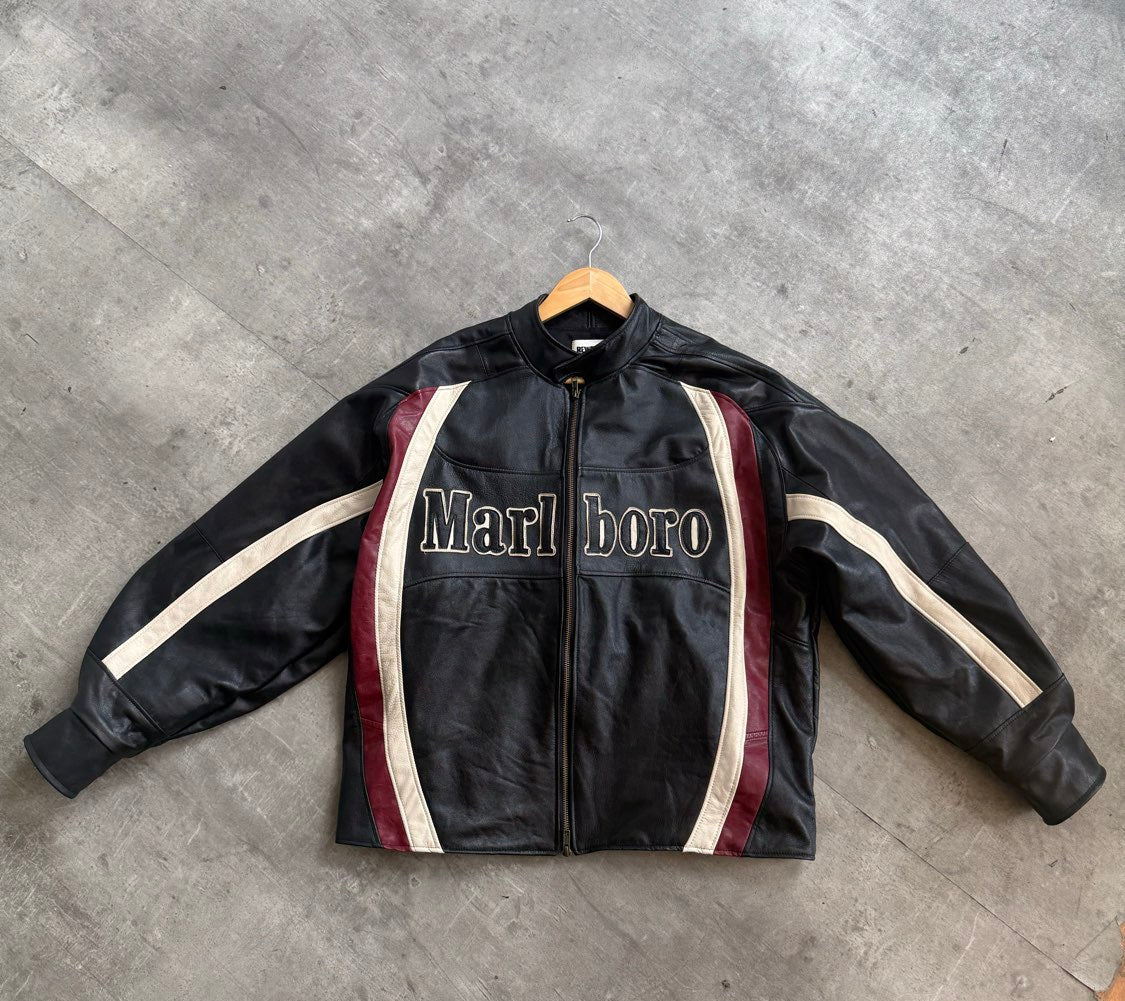 VT Rework : Custom Order - Racing Mens Leather Jacket | Black
