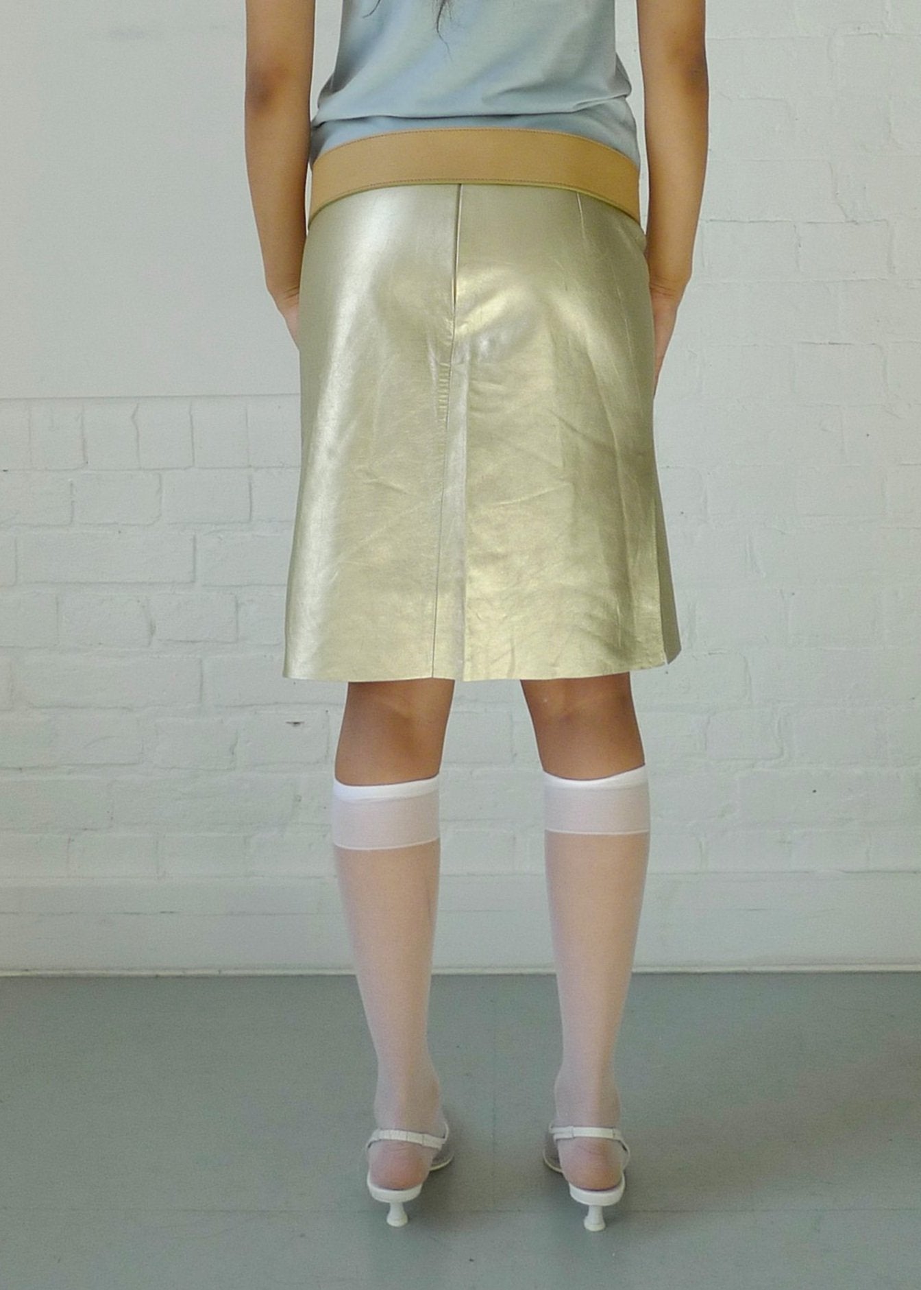 Miu Miu Gold Leather skirt