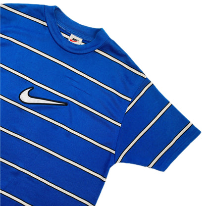 NIKE STRIPE NAVY CENTRE SWOOSH TEE  (M)