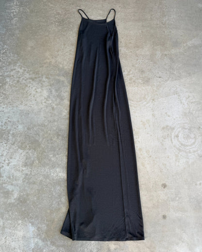 Sarah Paccini Grey Semi Sheer Maxi Dress-on a concrete background