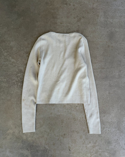 Calvin Klein Jeans Ribbed Asymmetric Long Sleeve Cardigan – S-on a concrete background