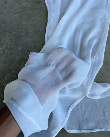 Isabel Marant Étoile White Viscose Sheer Slip Dress-on a concrete background