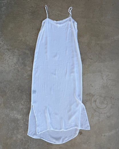 Isabel Marant Étoile White Viscose Sheer Slip Dress-on a concrete background