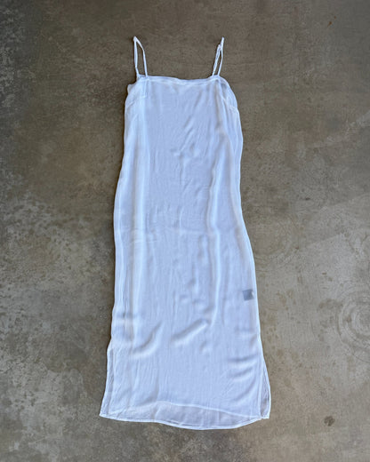 Isabel Marant Étoile White Viscose Sheer Slip Dress-on a concrete background