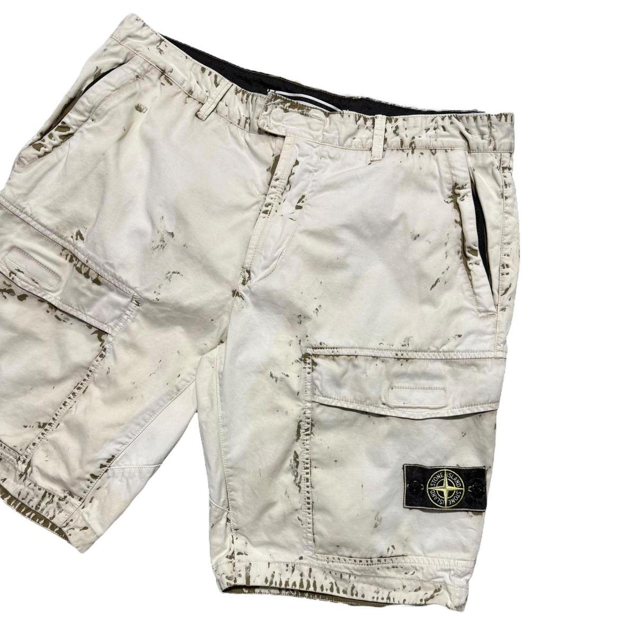 Stone Island Hand Corrosion Shorts | W36, Beige