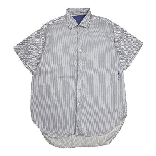 Vintage Stone Island Marina Striped Shirt, Size Large | O/S, Blue and White