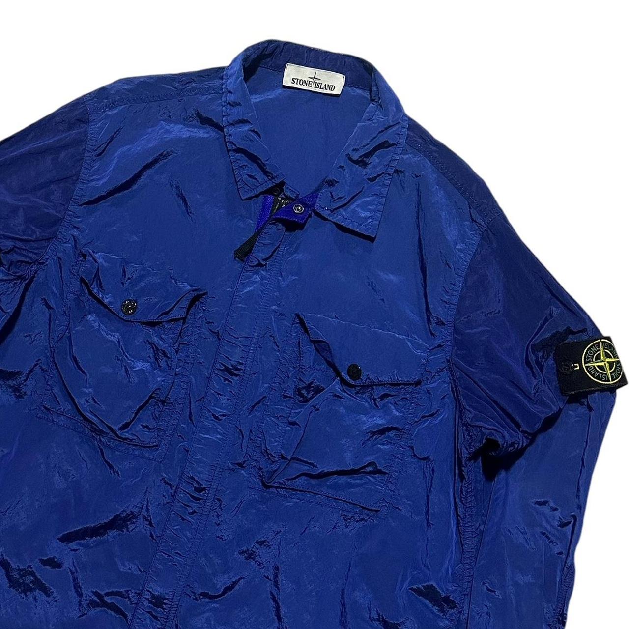 Stone Island Blue Double Pocket Nylon Metal Overshirt