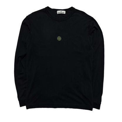 Stone Island Blur Logo Long Sleeve Top | Medium, Black