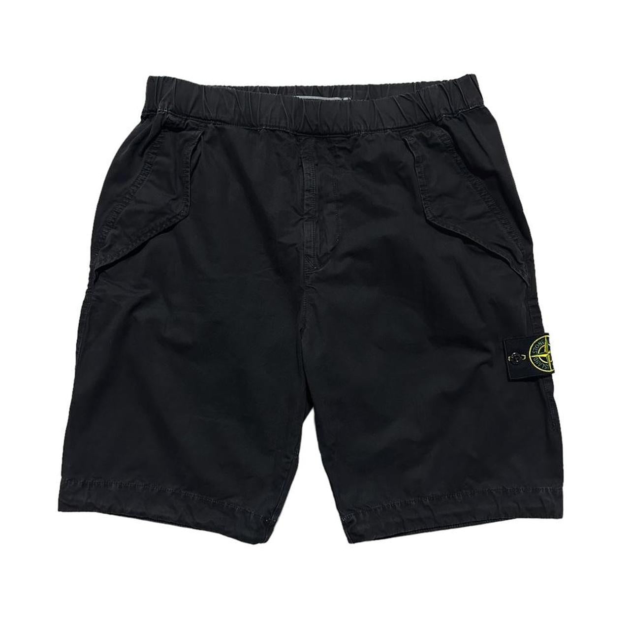 Stone Island Black Canvas Shorts