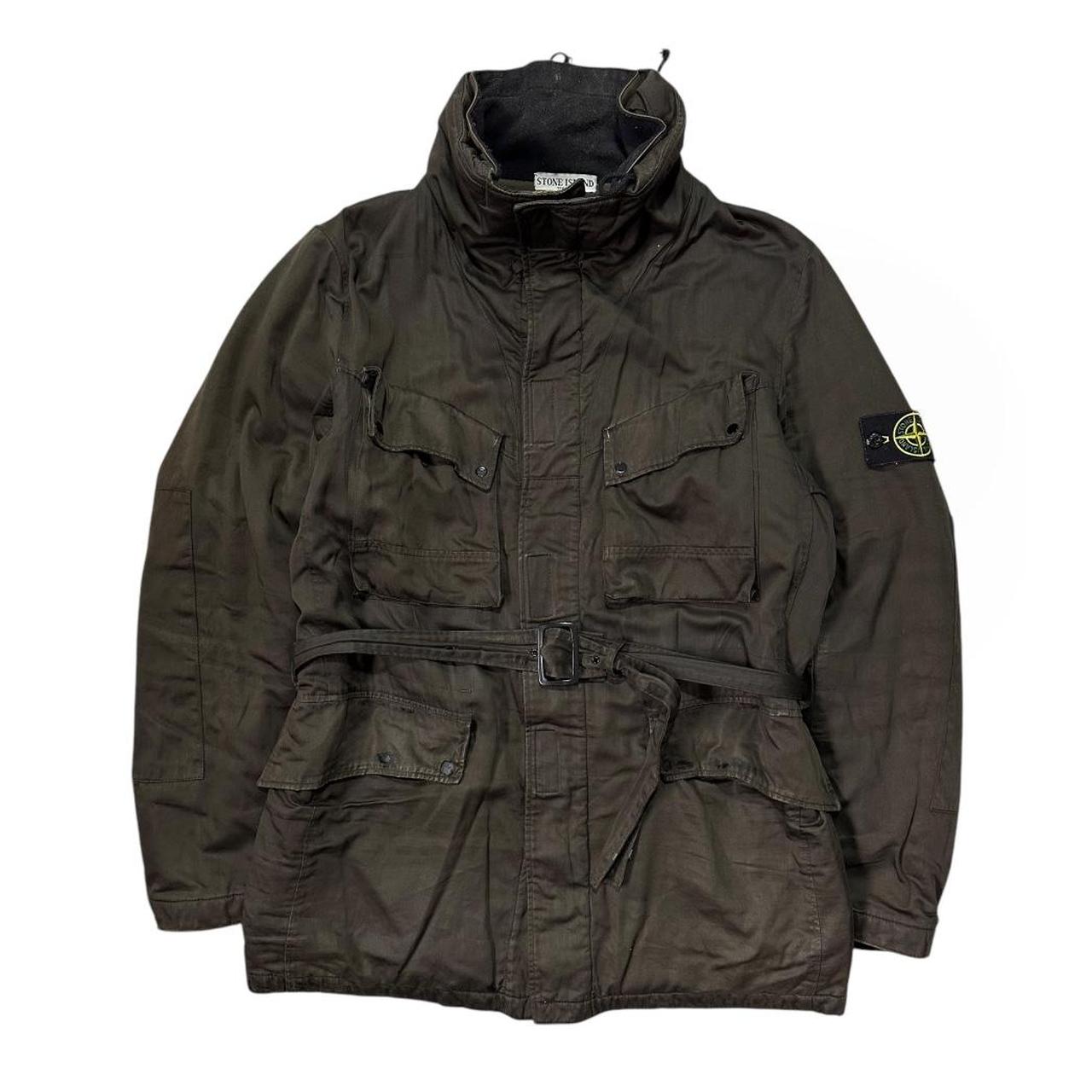 Stone Island Brown Raso Gommato Belted Jacket