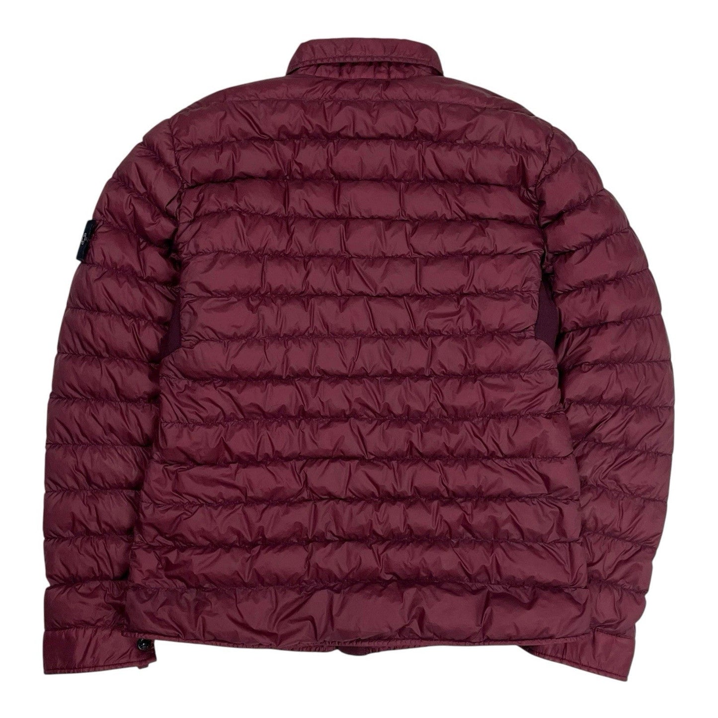 Stone Island Down Overshirt Garment Dyed Micro Yarn Jacket Shacket, Size Medium | O/S, Burgundy