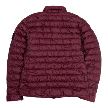 Stone Island Down Overshirt Garment Dyed Micro Yarn Jacket Shacket, Size Medium | O/S, Burgundy