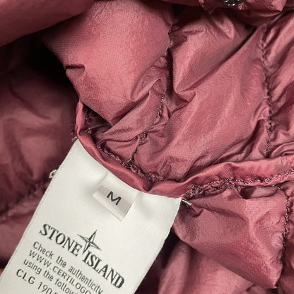 Stone Island Down Overshirt Garment Dyed Micro Yarn Jacket Shacket, Size Medium | O/S, Burgundy