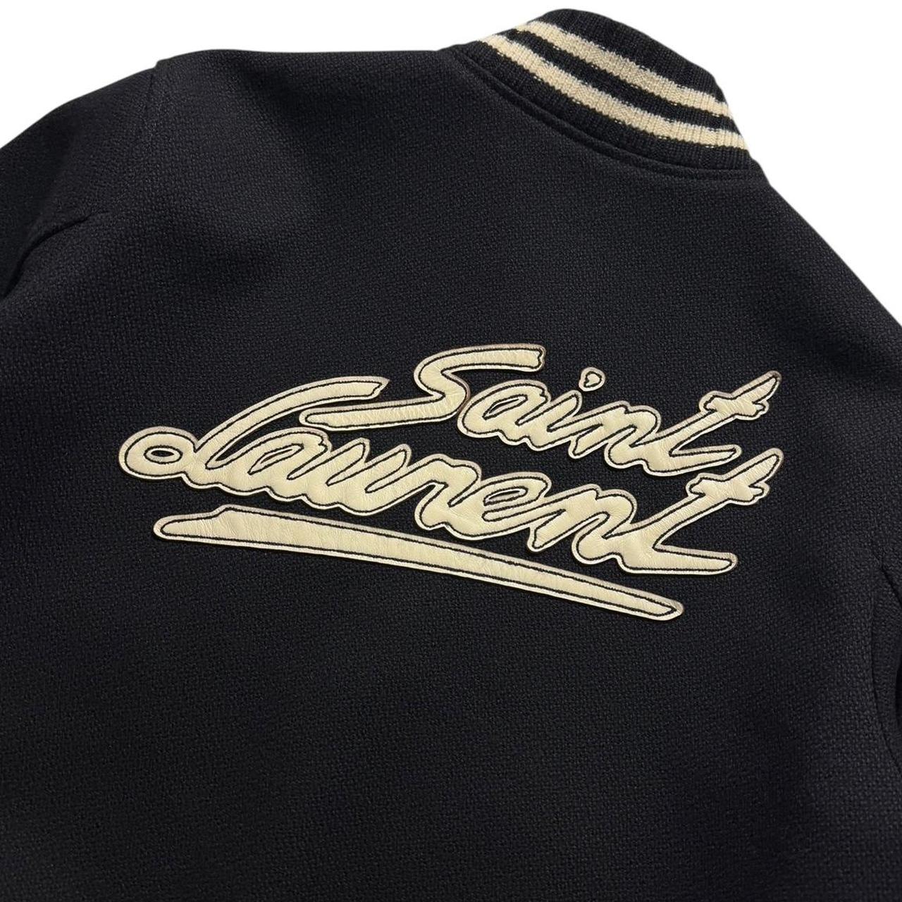 Saint Laurent Paris Teddy Backprint Varsity Jacket