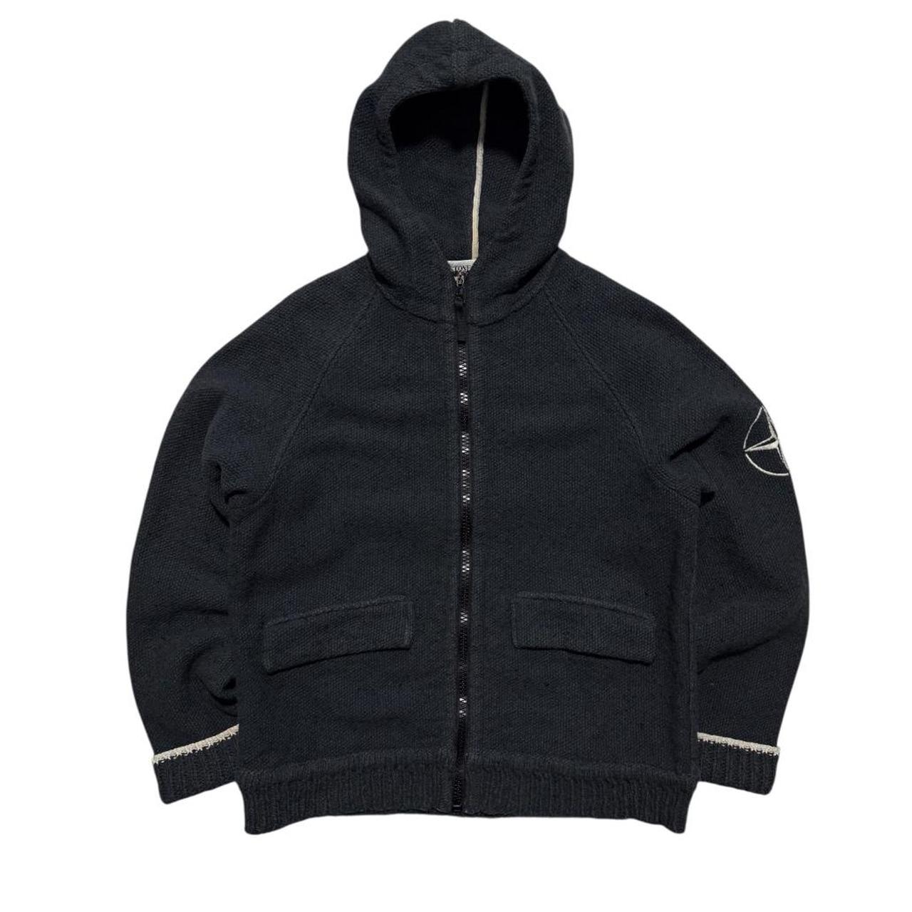 Stone Island Heavy Knit Hoodie | Large, Black