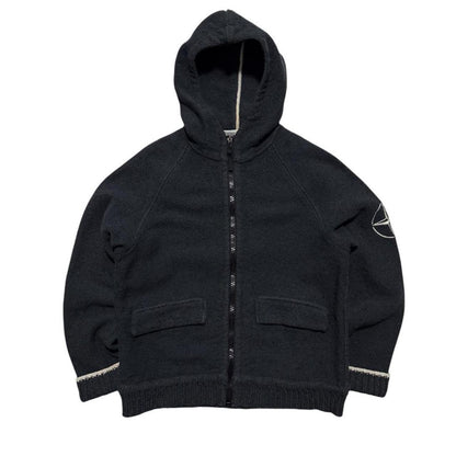 Stone Island Heavy Knit Hoodie | Large, Black