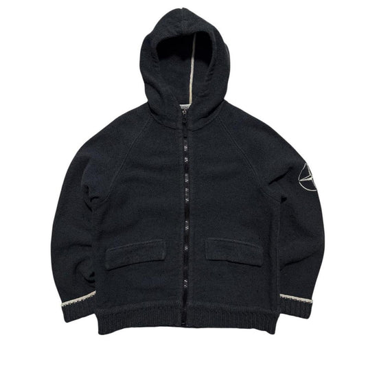 Stone Island Heavy Knit Hoodie | Large, Black