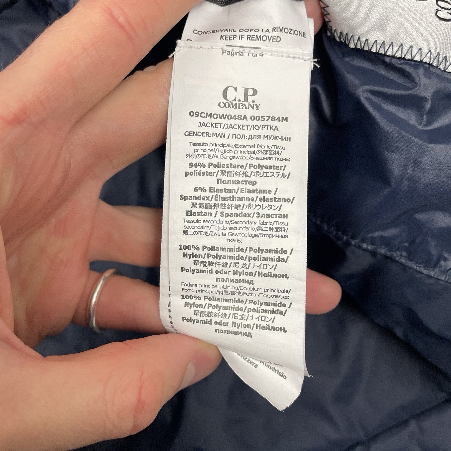 CP Company Mixed Soft Shell Goggle Puffer Jacket, Size XL | O/S, Blue