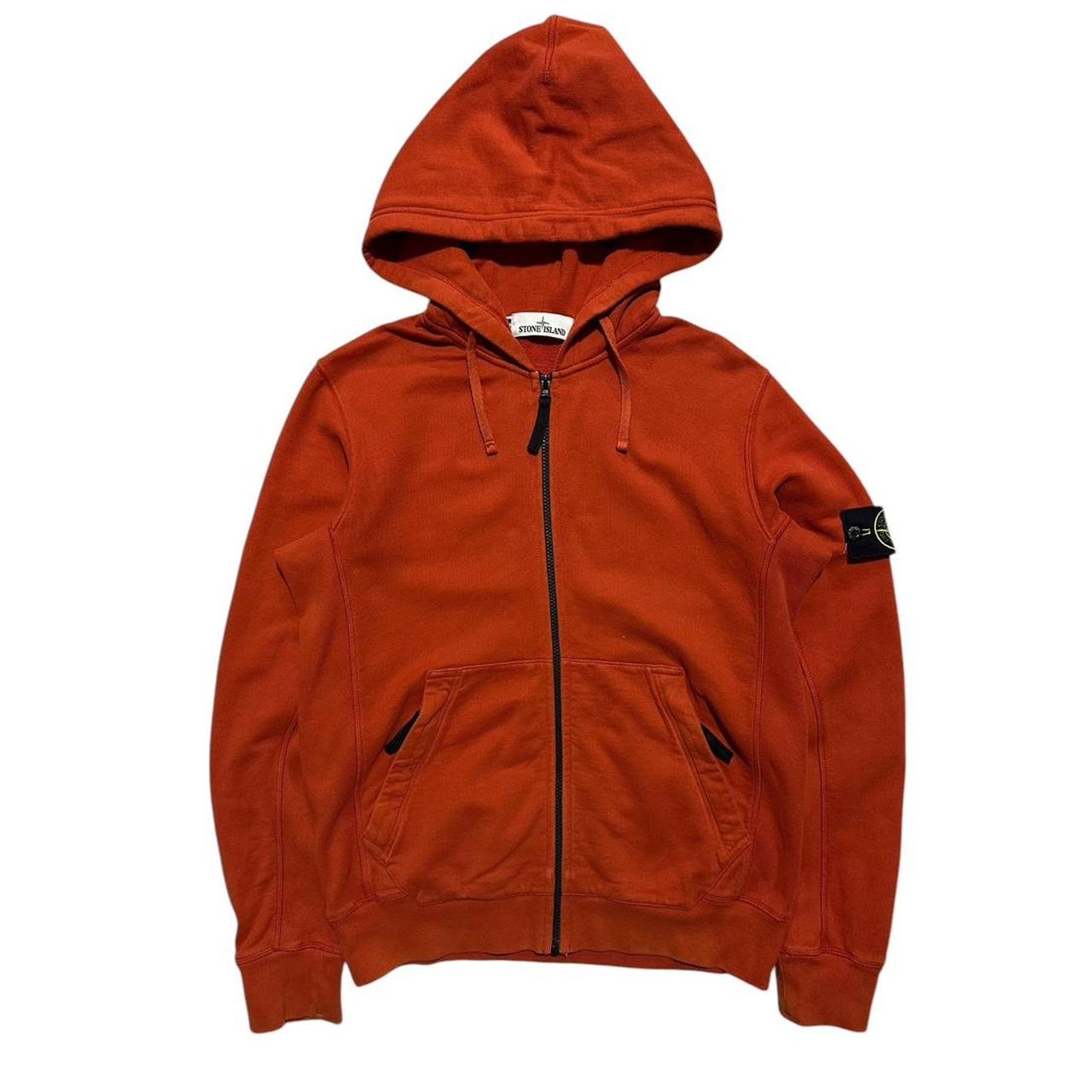 Stone Island Full Zip Orange Hoodie | Medium, Orange