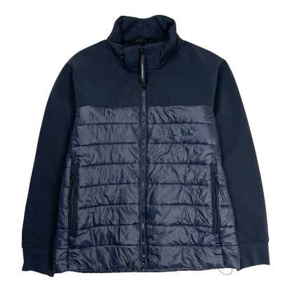 CP Company Mixed Soft Shell Goggle Puffer Jacket, Size XL | O/S, Blue